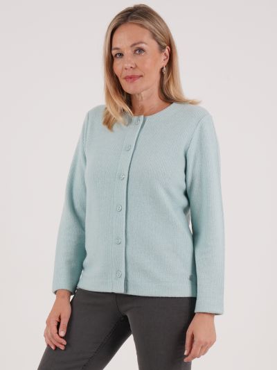 PennyPlain Ribbed Button Cardigan - Mint