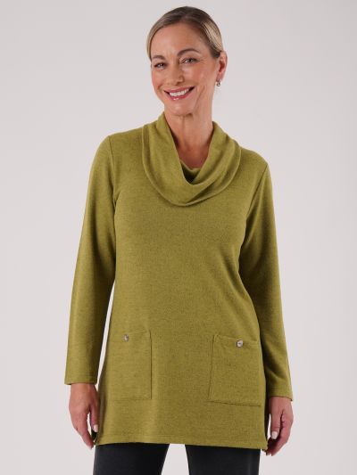 PennyPlain Tunic Cowl Neck Top - Forest