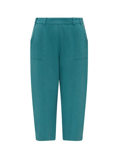 PennyPlain Linen Blend Cropped Trousers - Sea Green