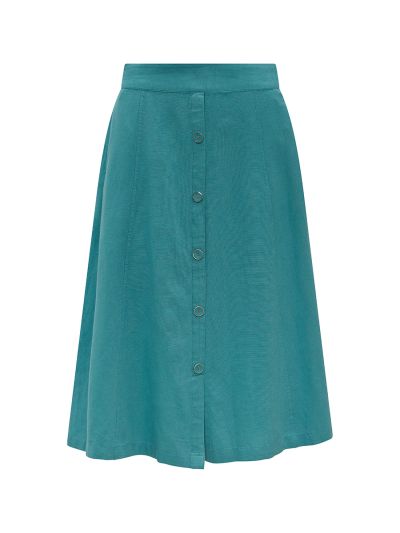 PennyPlain Button Through Skirt - Sea Green