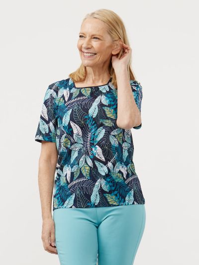 TIGI  Square Neck Botanical Print Top