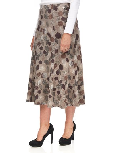 TIGI  Taupe Leaf Print Skirt