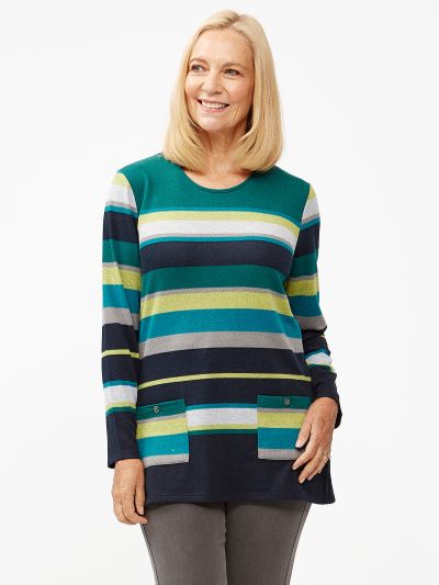 TIGI  Teal Striped Tunic