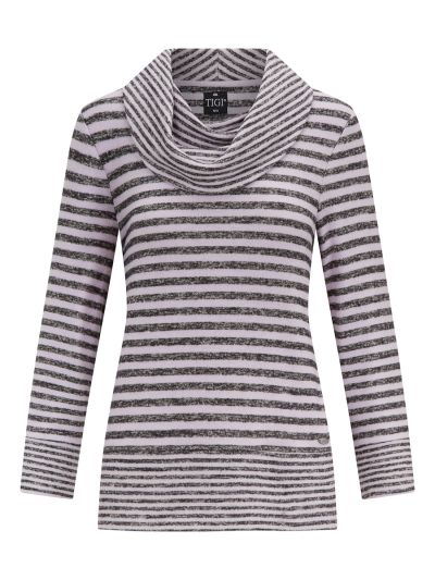 TIGI  Lilac Striped Cowl Neck Top