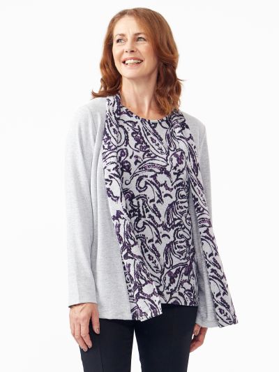 TIGI  Pansy Paisley Mock Cardigan Tunic