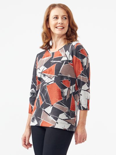 TIGI  Charcoal Stone Print Top