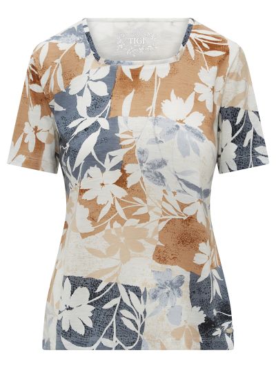 TIGI  Leaf Print Square Neck Top