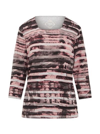 TIGI Textured Stripe Square Neck Top