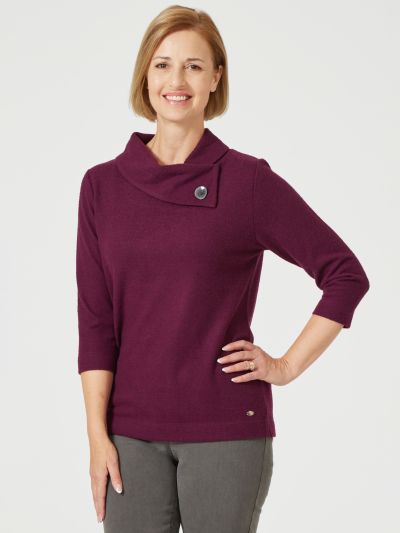 TIGI Split Wine Turtleneck Top