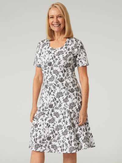 TIGI Mono Mod Floral Portrait Neck Dress