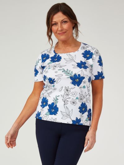 TIGI Sketch Floral Square Neck Top