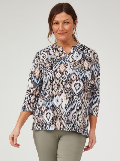 TIGI Ikat Notch Neck Top