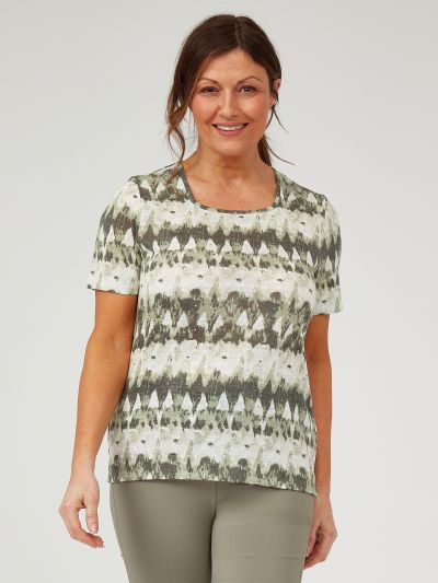 TIGI Tribal Print Square Neck Top