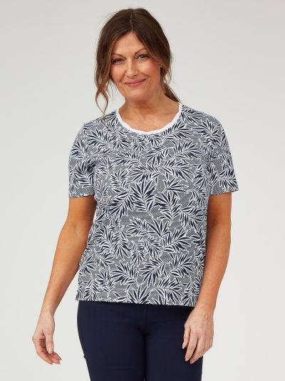 TIGI Leaf Cross Stitch Print Top