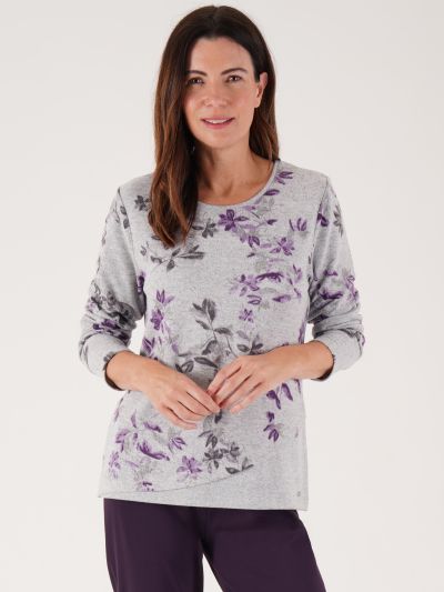 TIGI Floral Print Curved Hem Top