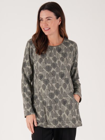 TIGI Basil Leaf Print Tunic Top