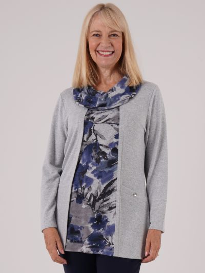 TIGI Blur Floral Mock Cowl Neck Top