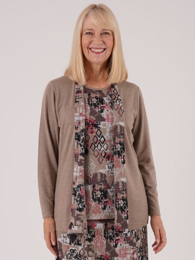 TIGI Tiled Mock Cardi Top