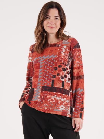 TIGI Puzzle Print Round Neck Top