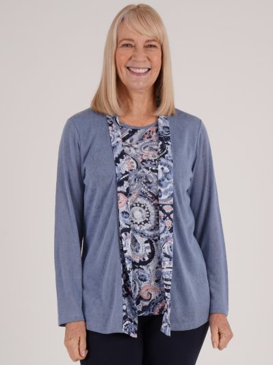 TIGI Tonal Paisley Mock Cardi Tunic