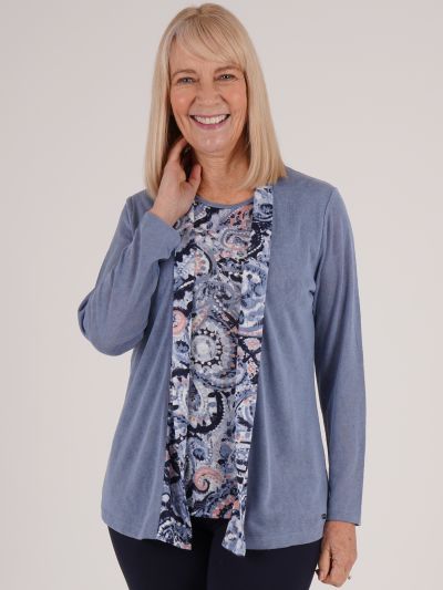 TIGI Tonal Paisley Mock Cardi Tunic