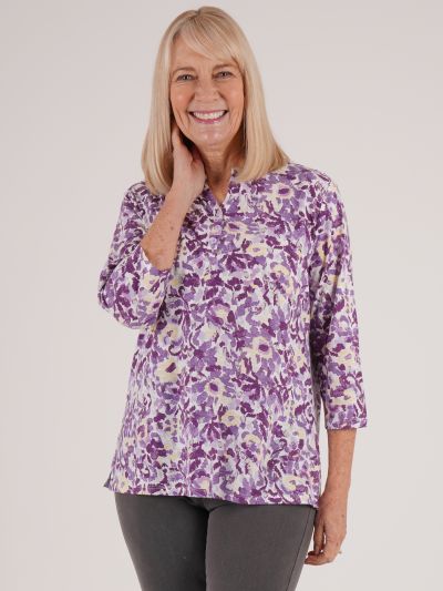 TIGI Artistic Floral Notch Neck Top