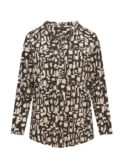 VIZ-A-VIZ  Mono Print Notch Neck Top