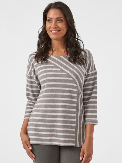 VIZ-A-VIZ  Cut N Sew Stripe Top