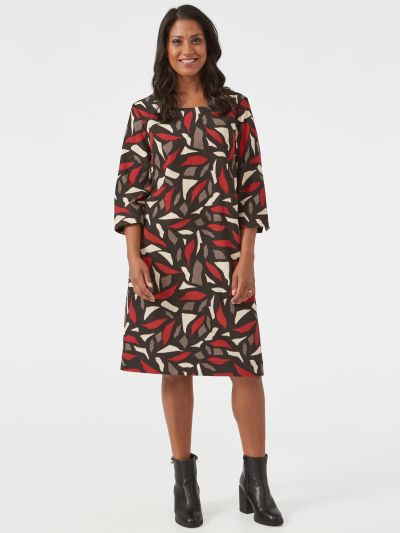 VIZ-A-VIZ  Abstract Floral Print Dress