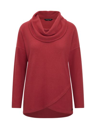 VIZ-A-VIZ Paprika Cross Over Cowl Neck Top