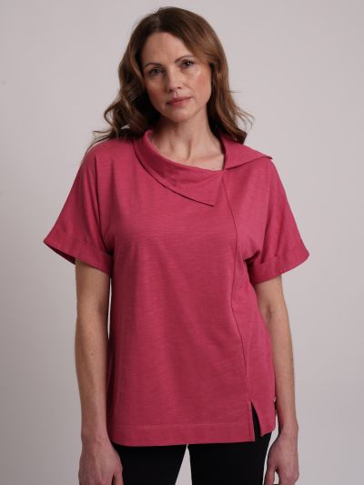 VIZ-A-VIZ Split Drape Neck Top