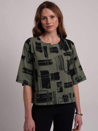 VIZ-A-VIZ Brushstroke All-over-print Top